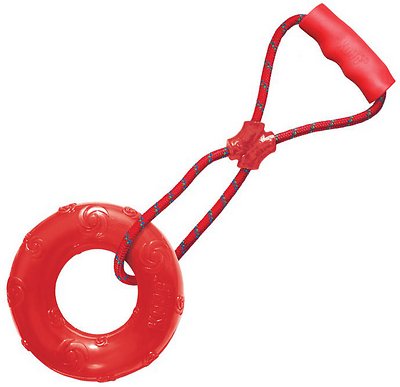KONG Squeezz Ring with Handle Dog Toy, Color Varies