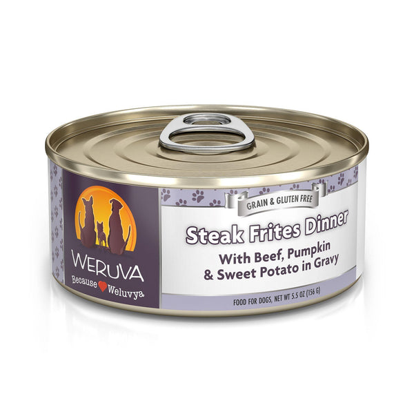 Weruva Classic Dog Steak Frites Dinner with Beef, Pumpkin & Sweet Potato in Gravy Wet Dog Food Can