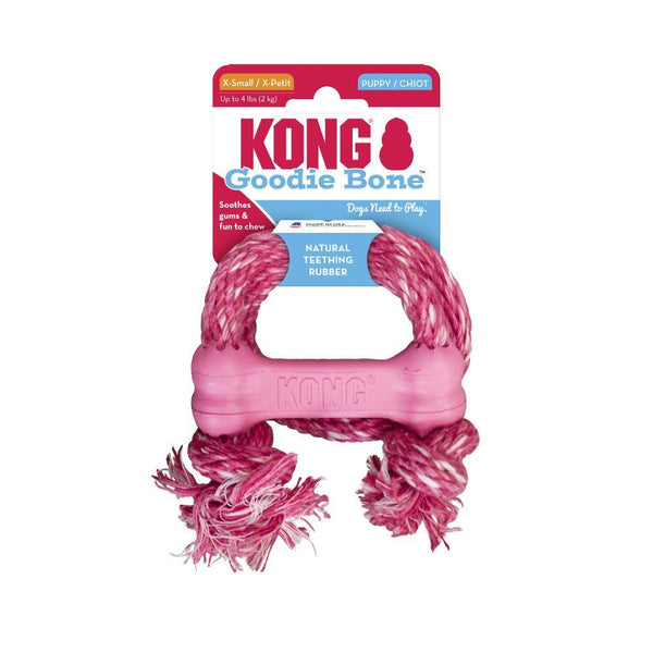 KONG Puppy Goodie Bone with Rope Dog Toy, Color Varies, X-Small