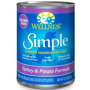 Wellness Simple Limited Ingredient Diet Grain-Free Turkey & Potato Formula Wet Dog Food Can