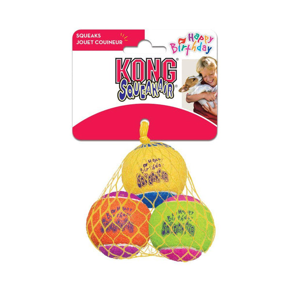 KONG SqueakAir Birthday Balls Dog Toy, Color Varies, Medium, 3-pack