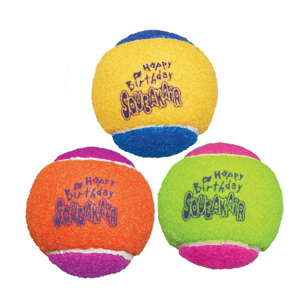 KONG SqueakAir Birthday Balls Dog Toy, Color Varies, Medium, 3-pack