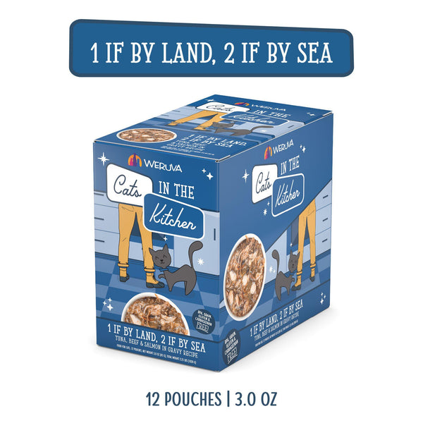 Cats in the Kitchen 1 If By Land, 2 If By Sea Tuna, Beef & Salmon in Gravy Wet Cat Food Pouch
