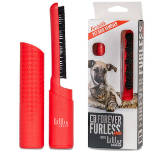 Lilly Brush Be Forever Furless Mini Pet Hair Remover, Classic Red, 6.8-in
