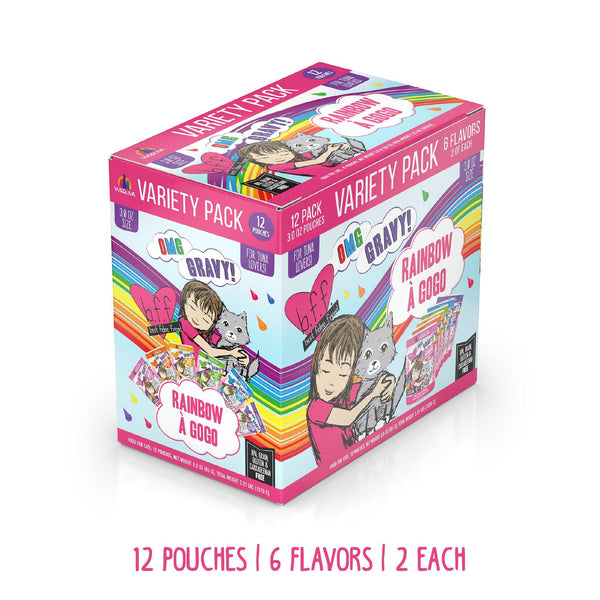 BFF OMG GRAVY Rainbow A Gogo Assortiment varié de sachets de nourriture humide pour chats, 3 oz, 12 sachets