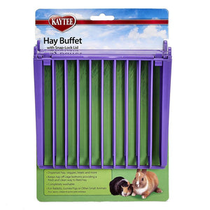 Kaytee Hay Buffet Feeder with Snap-Lock Lid for Small Animals, Color Varies, 3.75 x 7 x 10.25-in