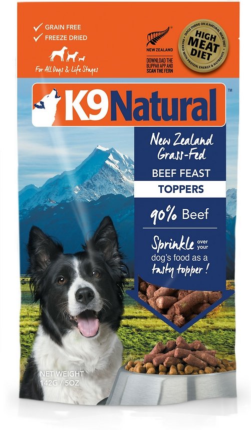 K9 Natural Beef Feast Grain-Free Freeze-Dried Dog Food Topper, 5-oz