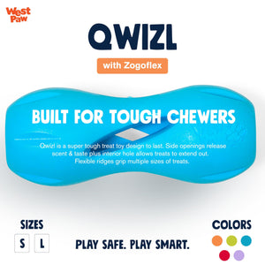 West Paw Zogoflex Qwizl Dog Toy, Aqua Blue