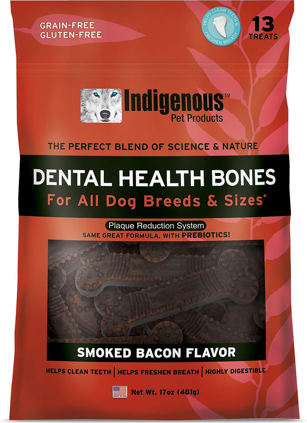 Indigenous Dental Health Bones Smoked Bacon Dog Treats, Large, 13-count
