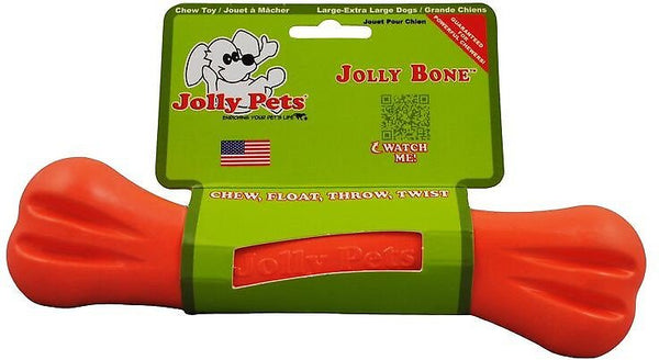 Jolly Pets Jolly Bone Dog Toy, Orange, 9-in