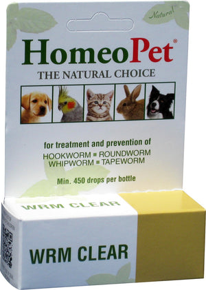 Complément HomeoPet WRM Clear pour chien, chat, oiseau et petit animal, 450 gouttes