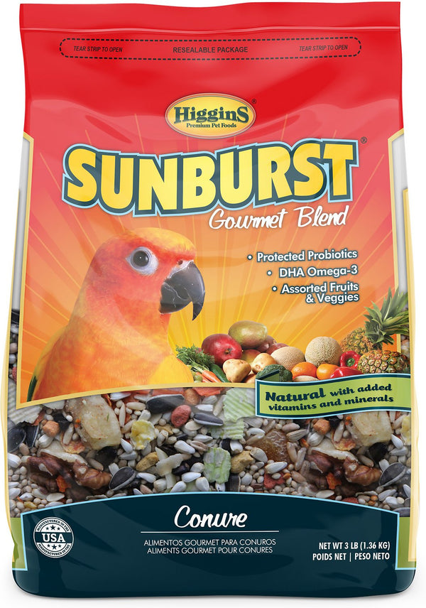 Higgins Sunburst Gourmet Blend Conure Bird Food, 3-lb