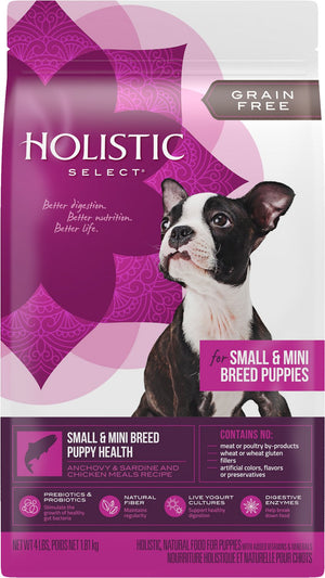 Holistic Select Small & Mini Breed Puppy Health Anchovy, Sardine & Chicken Meals Recipe Dry Dog Food, 4-lb
