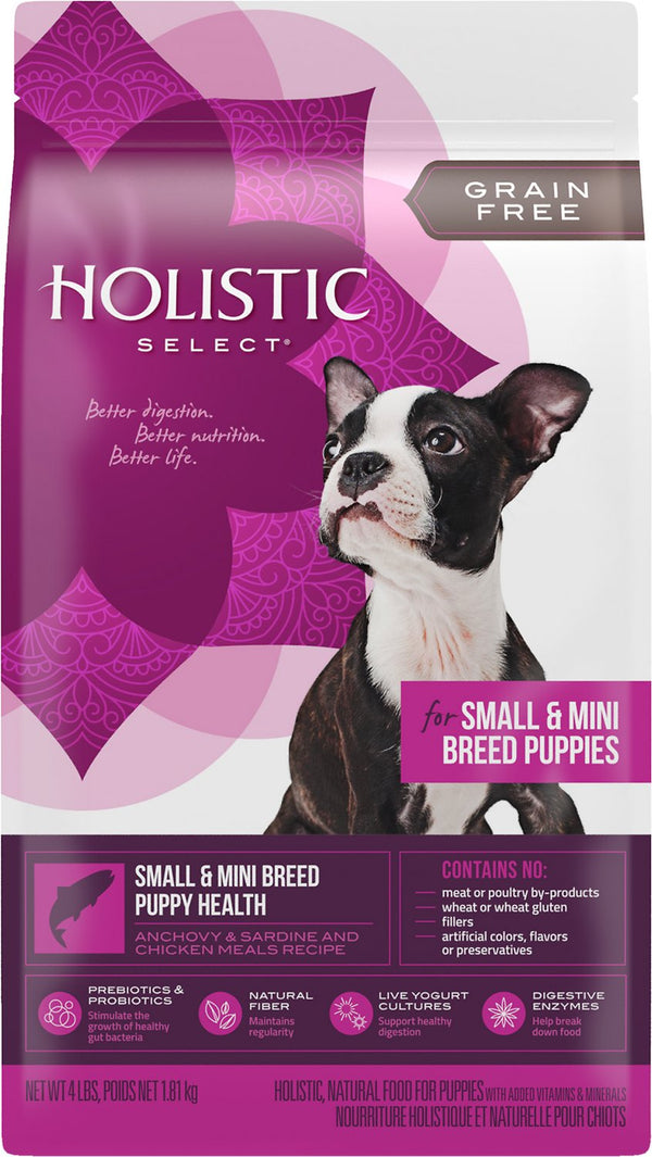 Holistic Select Small & Mini Breed Puppy Health Anchovy, Sardine & Chicken Meals Recipe Dry Dog Food, 4-lb