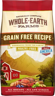 Whole Earth Farms Recette sans céréales au porc, boeuf et agneau Croquettes pour chien