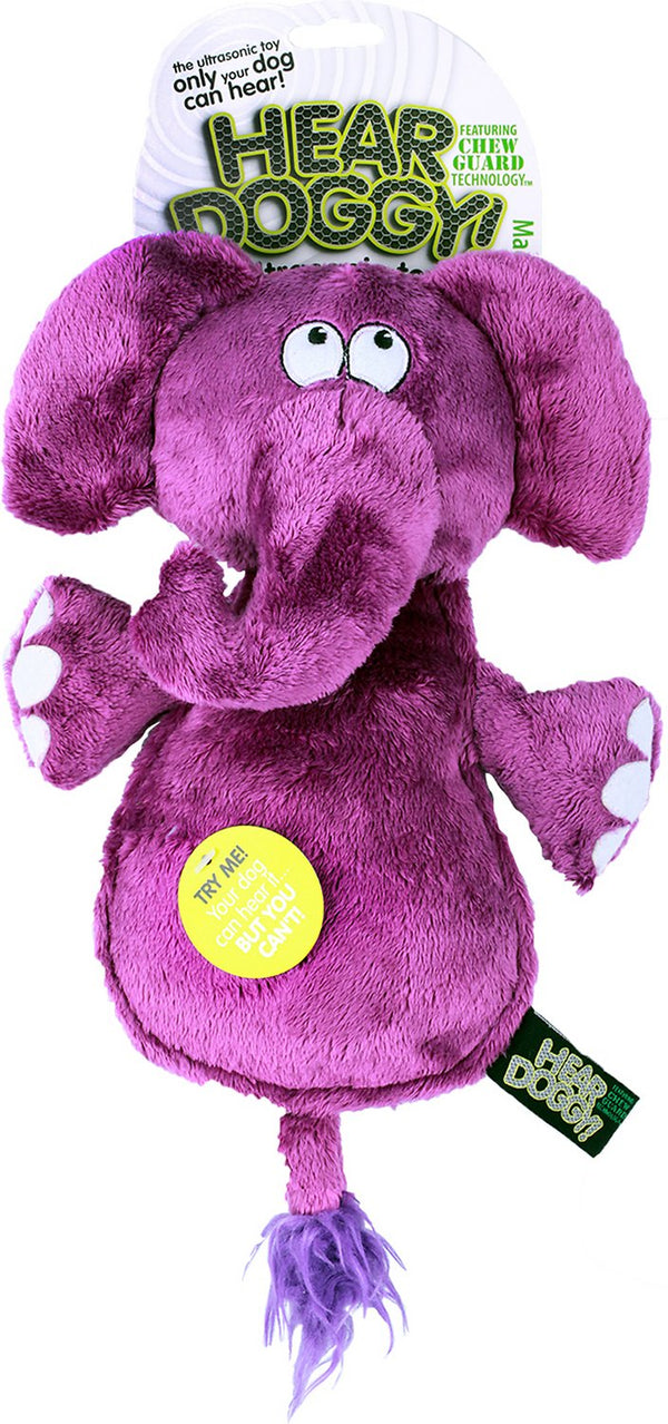 Hear Doggy Silent Squeaker Chew Guard Flattie Elephant Dog Toy