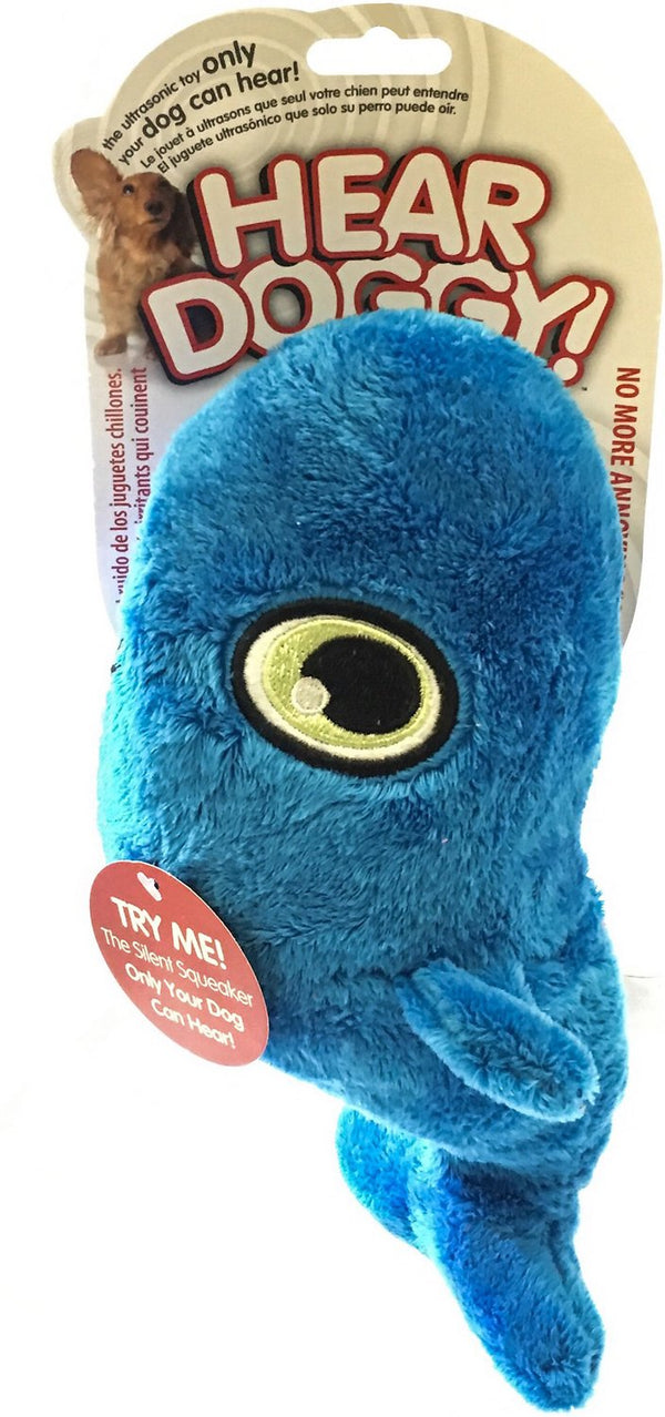 Hear Doggy Silent Squeaker Whale Dog Toy