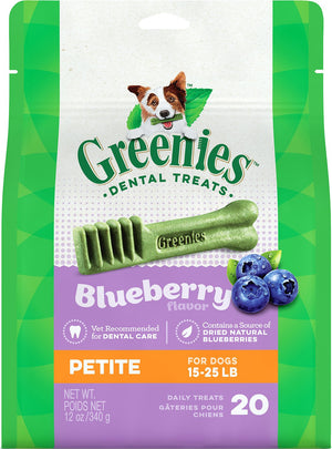 Greenies Bursting Blueberry Petite Dental Dog Treats, 20-count