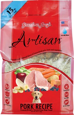 Grandma Lucy's Artisan Nourriture pour chiens au porc sans céréales lyophilisée