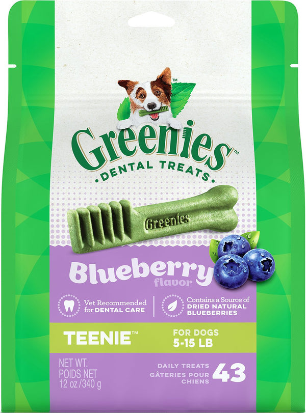 Greenies Bursting Blueberry Teenie Dental Dog Treats, 43-count