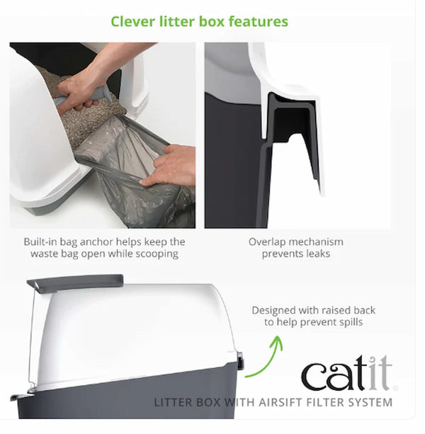 Catit Bac à litière Jumbo avec couvercle, gris