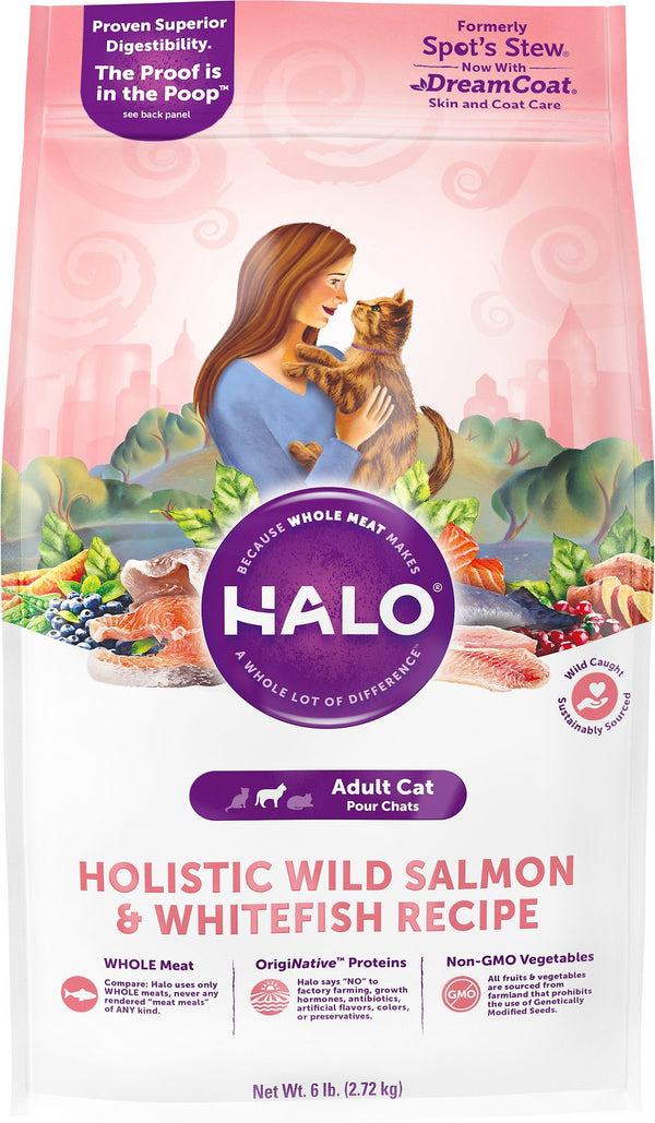 Halo Holistic Wild Salmon & Whitefish Recipe Adult Dry Cat Food