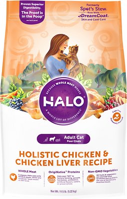 Halo Holistic Chicken & Chicken Liver Recipe Adult Dry Cat Food