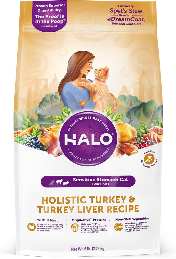 Halo Holistic Turkey & Turkey Liver Recipe Senstive Stomach Dry Cat Food