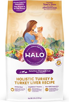 Halo Holistic Turkey & Turkey Liver Recipe Senstive Stomach Dry Cat Food