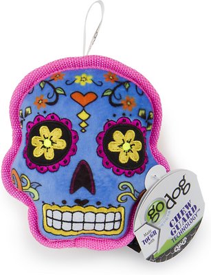GoDog Sugar Skulls Chew Guard Squeaker Dog Toy