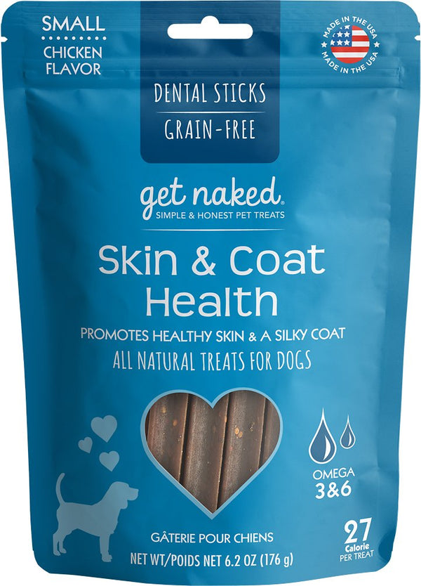 Get Naked Bâtonnets dentaires sans céréales pour la santé de la peau et du pelage des chiens
