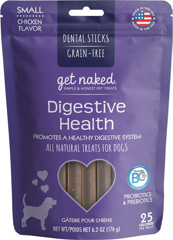 Get Naked Bâtonnets à mâcher dentaires pour la santé digestive friandises pour chiens