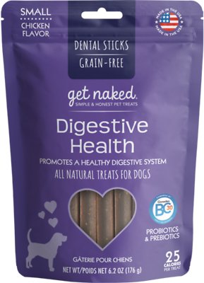 Get Naked Bâtonnets à mâcher dentaires pour la santé digestive friandises pour chiens