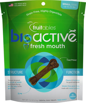 Fruitables BioActive Fresh Mouth Small Dental Chews Dog Treats, 15-count