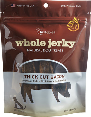 Fruitables Whole Jerky Thick Cut Bacon Dog Treats, 5-oz