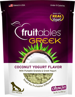 Fruitables Greek Coconut Yogurt Flavor Crunchy Dog Treats, 7-oz