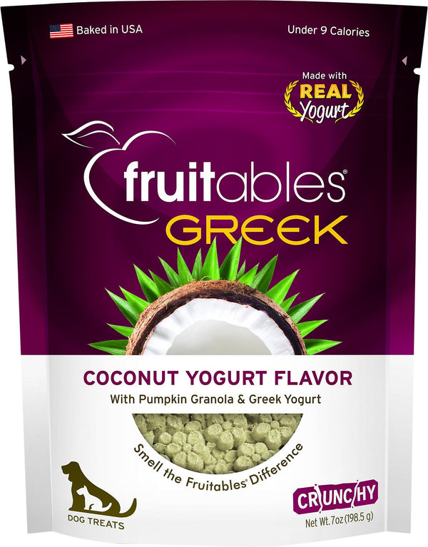 Fruitables Greek Coconut Yogurt Flavor Crunchy Dog Treats, 7-oz