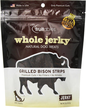 Fruitables Whole Jerky Grilled Bison Strips Dog Treats, 5-oz
