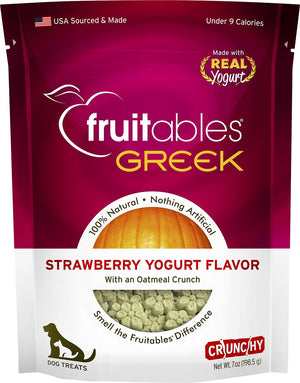 Fruitables Greek Strawberry Yogurt Flavor Crunchy Dog Treats, 7-oz