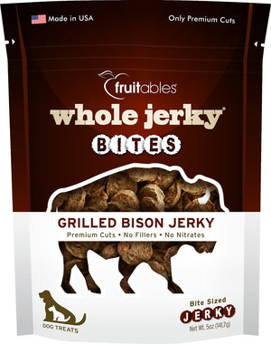 Fruitables Whole Jerky Bites Grilled Bison Dog Treats, 5-oz