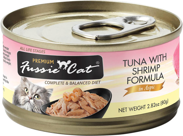 Fussie Cat Premium Tuna with Shrimp in Aspic Grain-Free Wet Cat Food Can