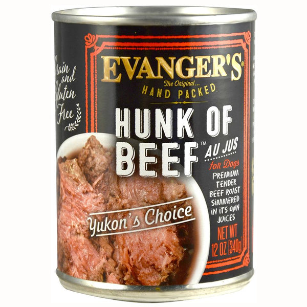 Evanger's Hand Packed Hunk of Beef Wet Dog Food Can