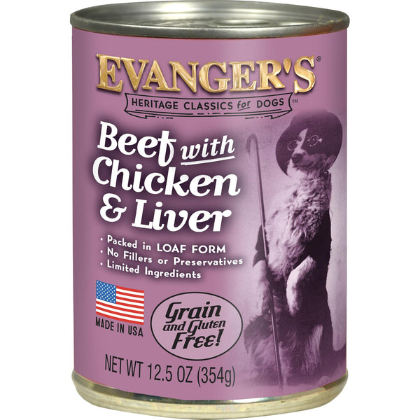 Evanger's Heritage Classics Beef with Chicken & Liver Wet Dog Food Can