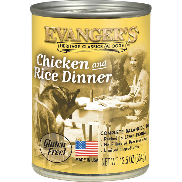 Evanger's Heritage Classics Chicken & Rice Dinner Wet Dog Food Can