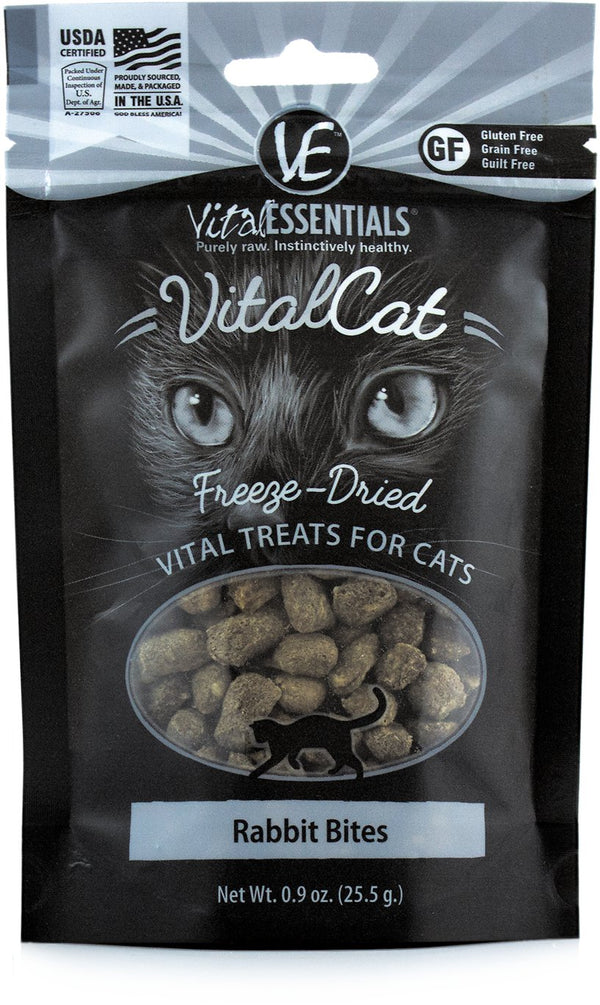 Vital Essentials Vital Cat Treats Rabbit Bites Freeze-Dried Cat Treats, 0.9-oz