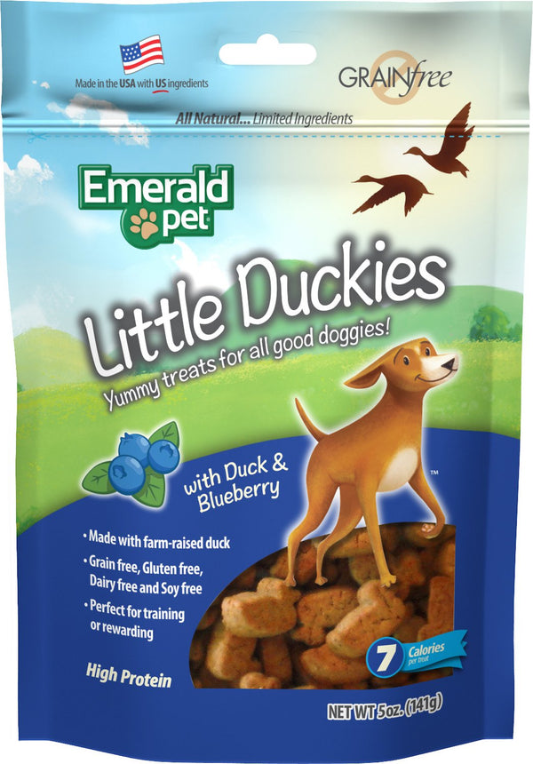 Emerald Pet Little Duckies friandises pour chiens au canard et myrtille, 5 oz