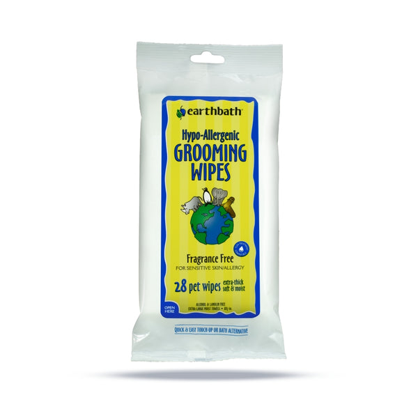Earthbath Hypo-Allergenic Grooming Wipes, Fragrance Free, 28-count