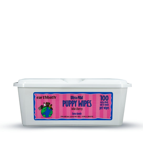 Earthbath Ultra-Mild Puppy Wipes, Wild Cherry, 100 count