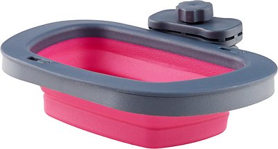 Dexas Collapsible Kennel Pet Bowl, Gray/Pink