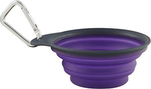 Dexas Collapsible Travel Cup with Carabiner, Gray/Purple